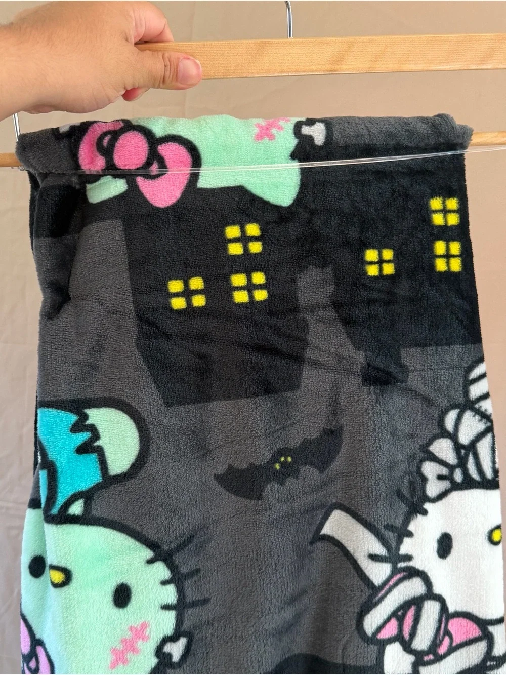 Hello Kitty Frankenstein bat mummy throw blanket Halloween 50x70 NWT